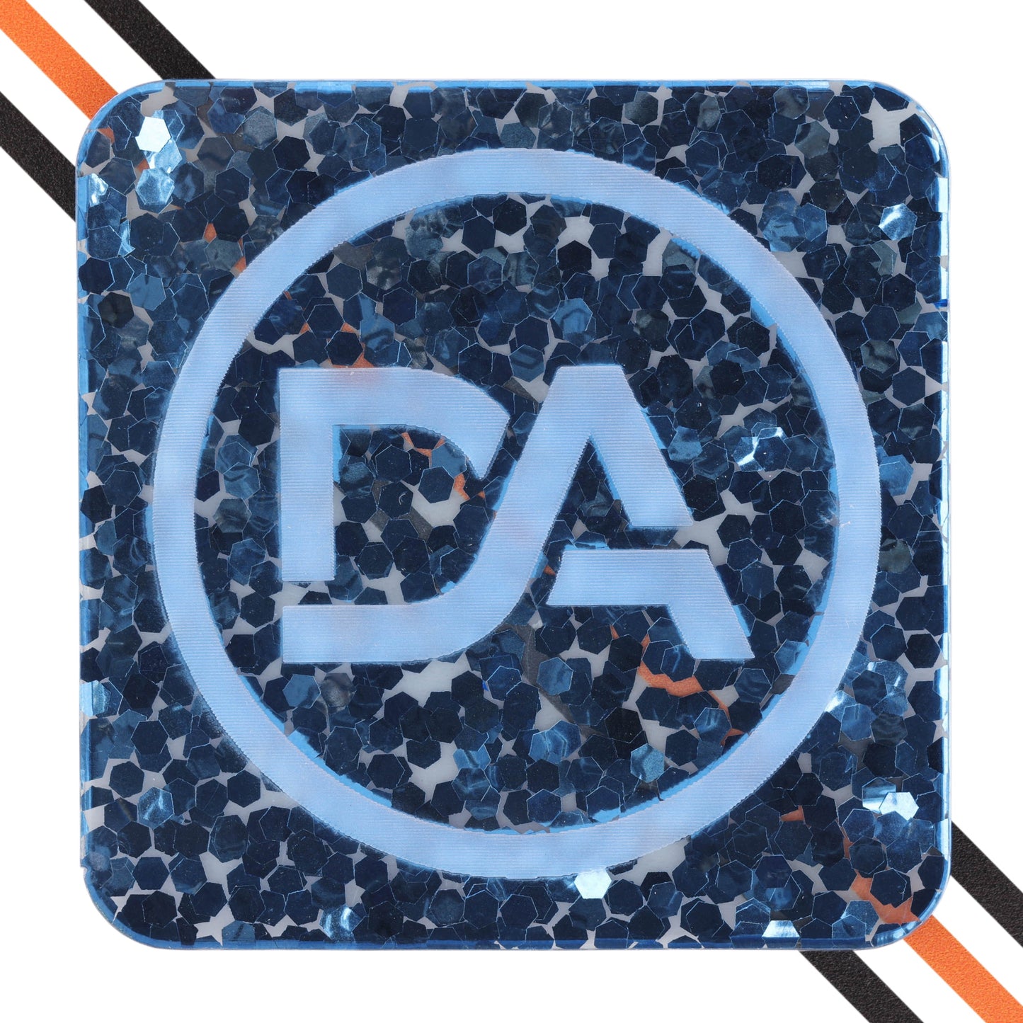 Clear acrylic with large bold blue dots in oversized pattern