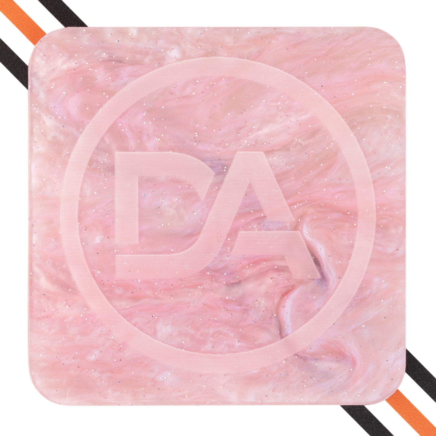 Clear acrylic sheet with bubblegum pink sparkles in galaxy style