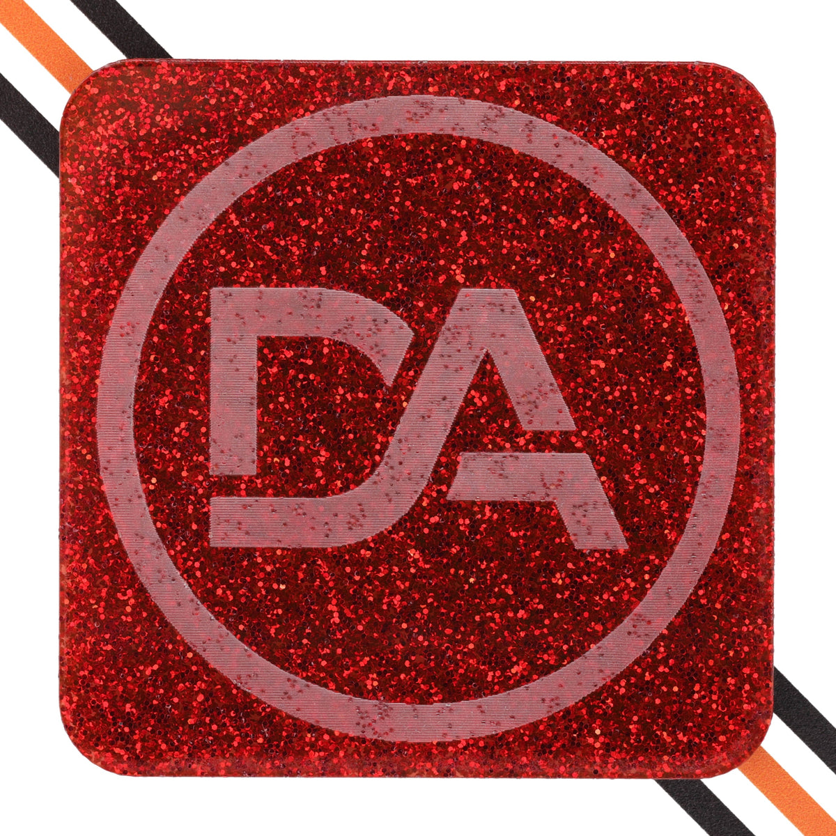 Bright fire red acrylic sheet with sparkling glitter throughout