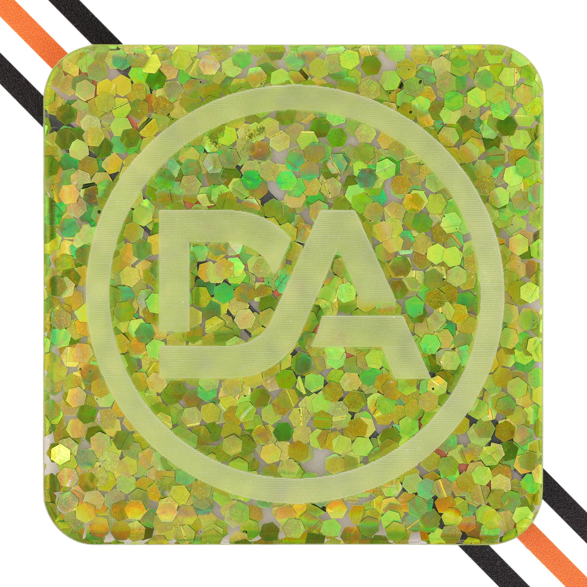 Clear acrylic sheet with vibrant green oversized polka dots