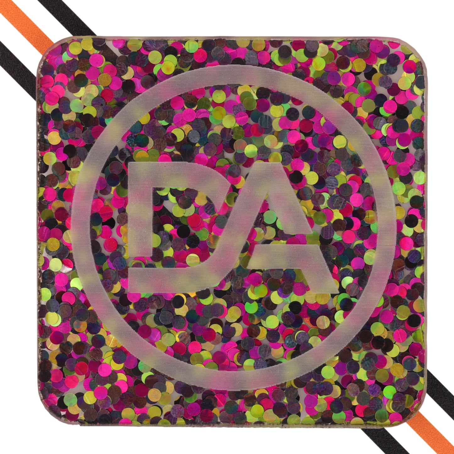 Clear acrylic sheet with jewel-tone dots that sparkle for parties