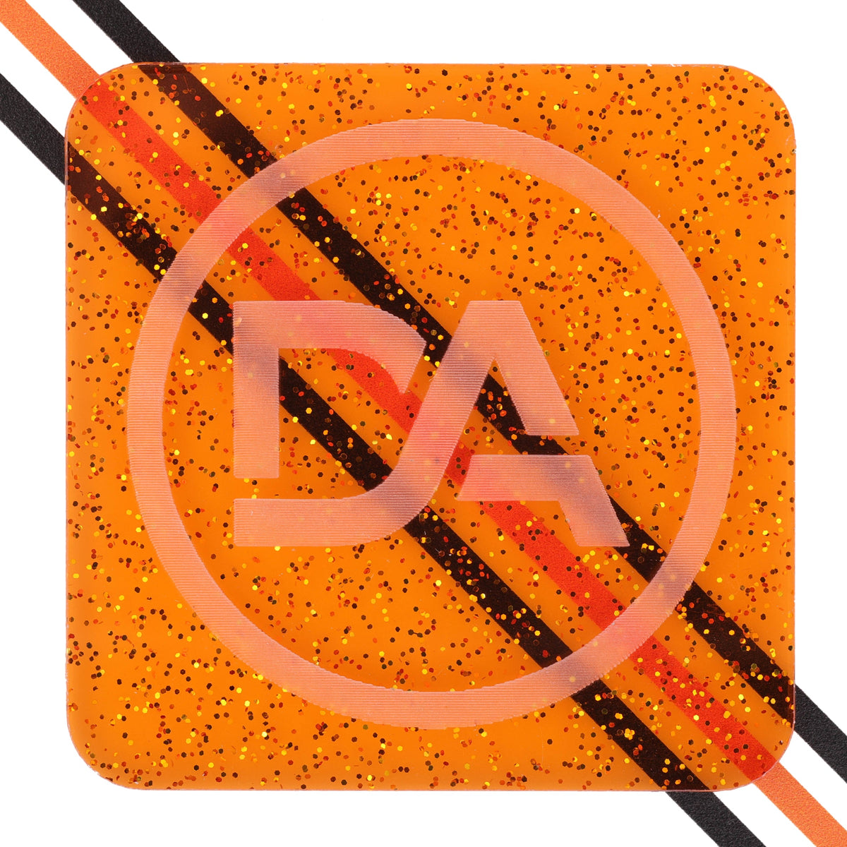 Translucent orange jelly acrylic sheet with embedded glitter flecks