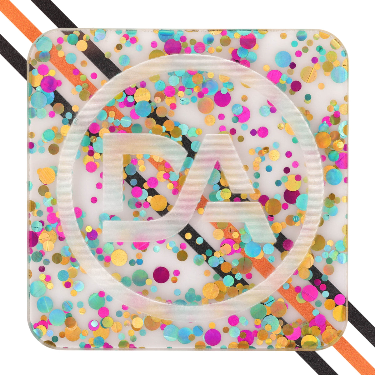 Clear acrylic sheet with multicolor party dot confetti pattern