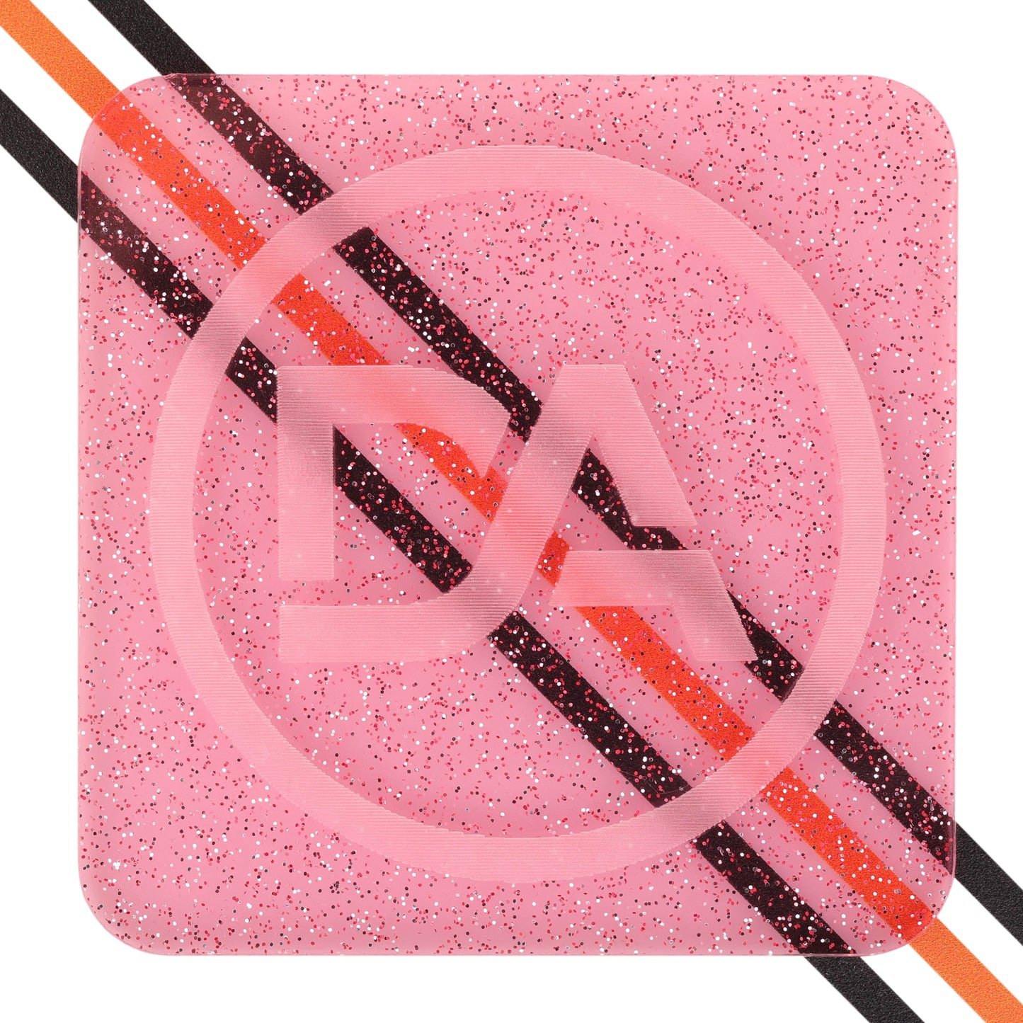 Translucent pink jelly acrylic packed with playful glitter