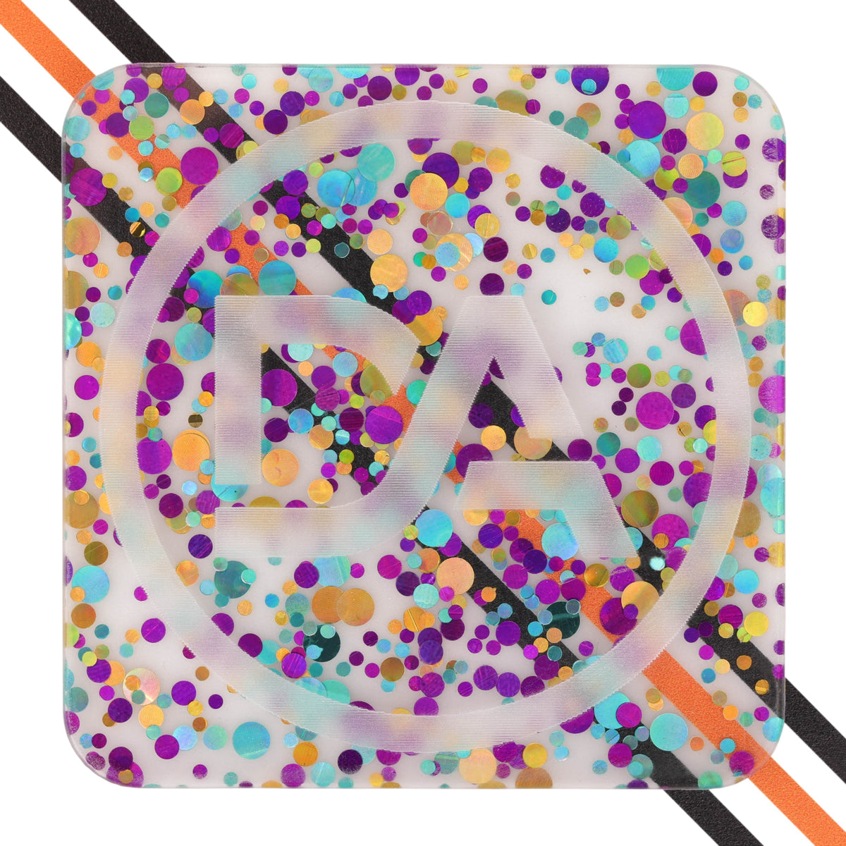 Clear acrylic sheet with purple polka dot pattern