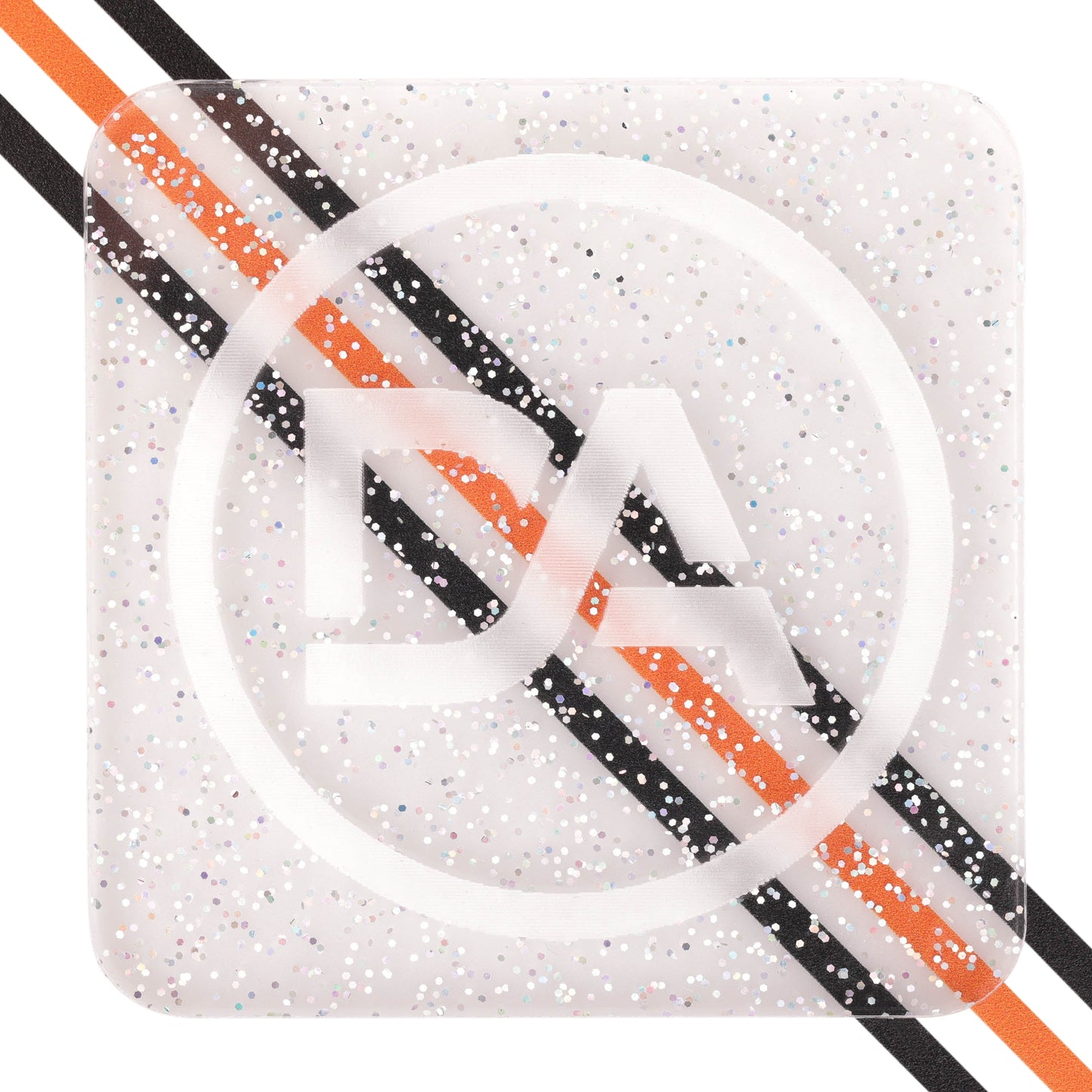 Translucent silver-tinted jelly acrylic with light glitter