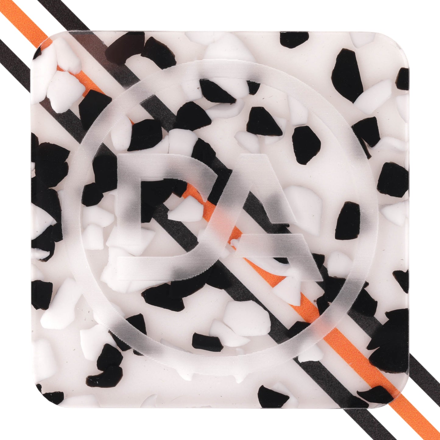 Black and white acrylic sheet with zebra-like shard pattern