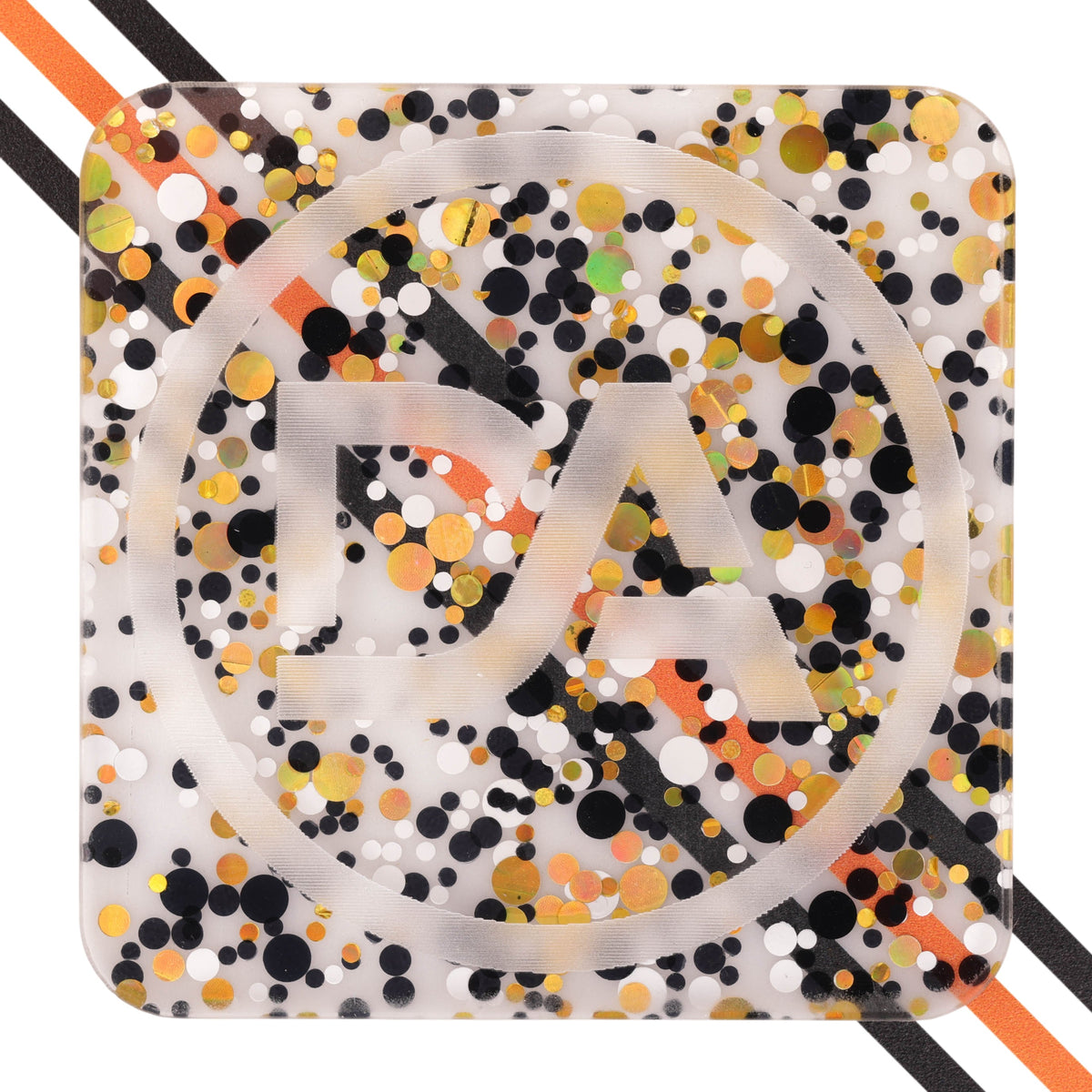 Clear acrylic sheet with bold black polka dot pattern