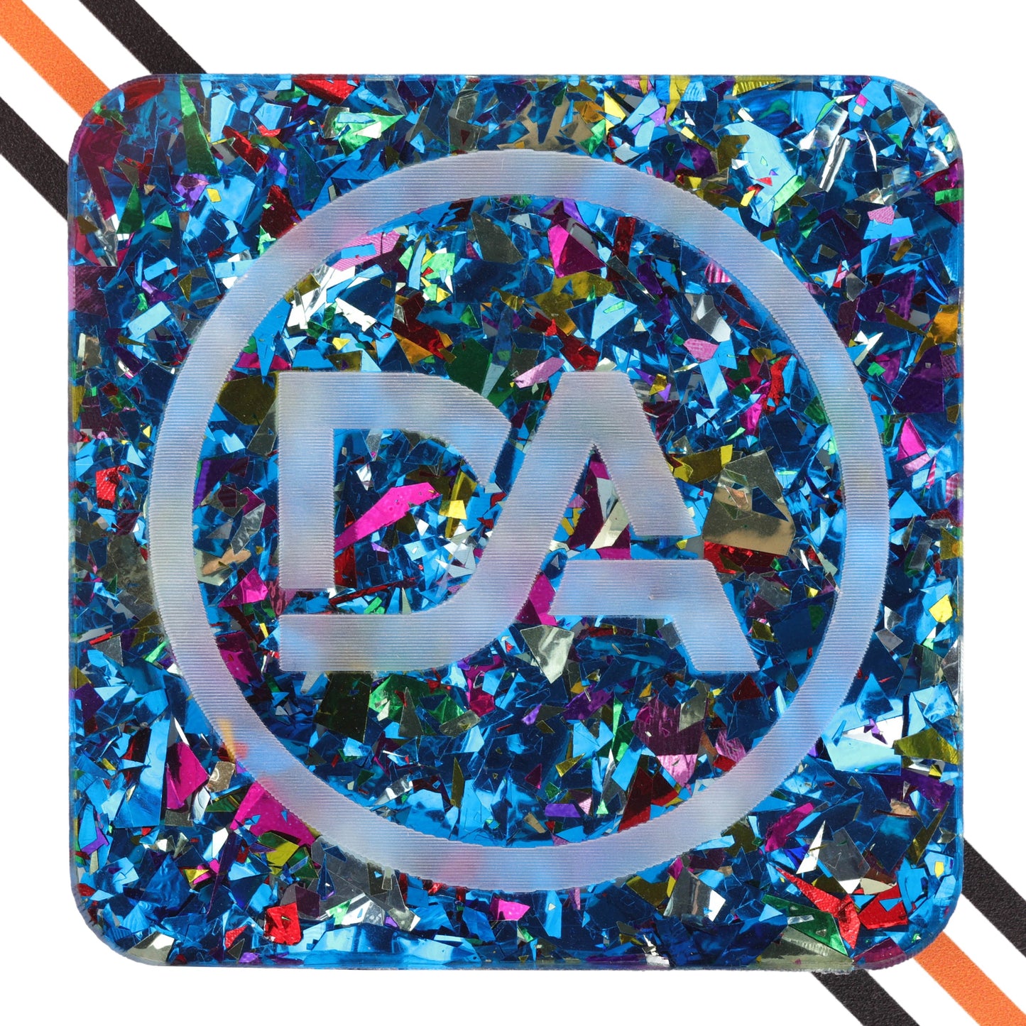 Clear 5/32" acrylic sheet with embedded blue party confetti
