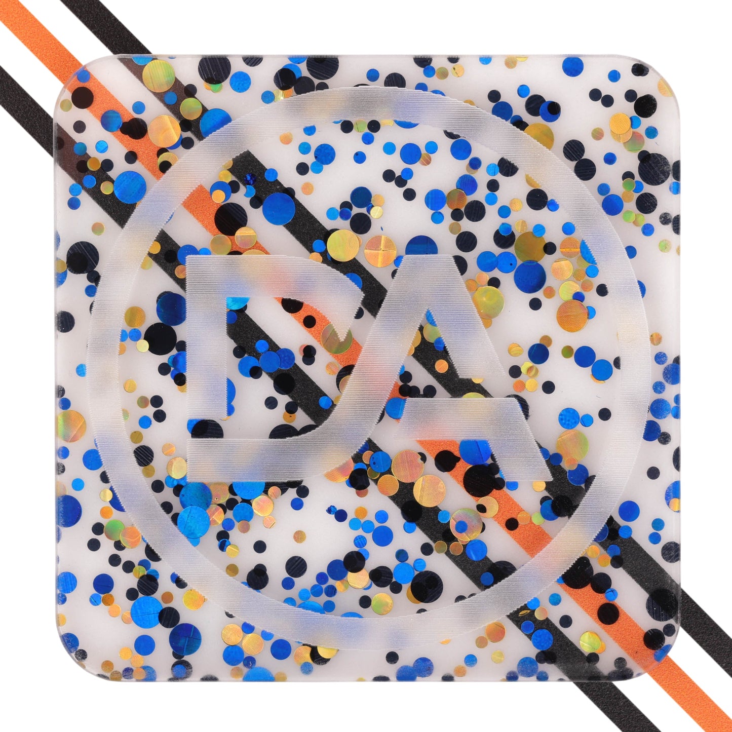 Clear acrylic sheet with soft blue polka dot pattern