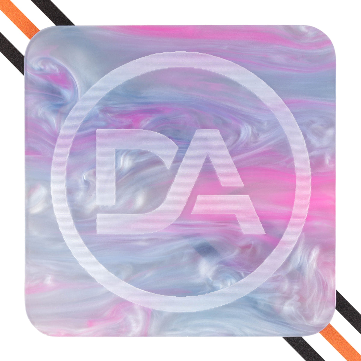 Pink and blue swirled marble acrylic sheet with soft pastel tone