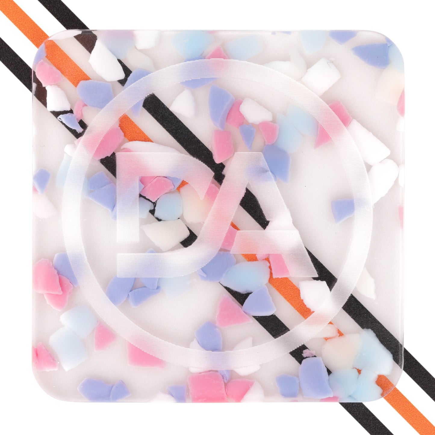Pastel pink and blue acrylic sheet with candy-style shard design