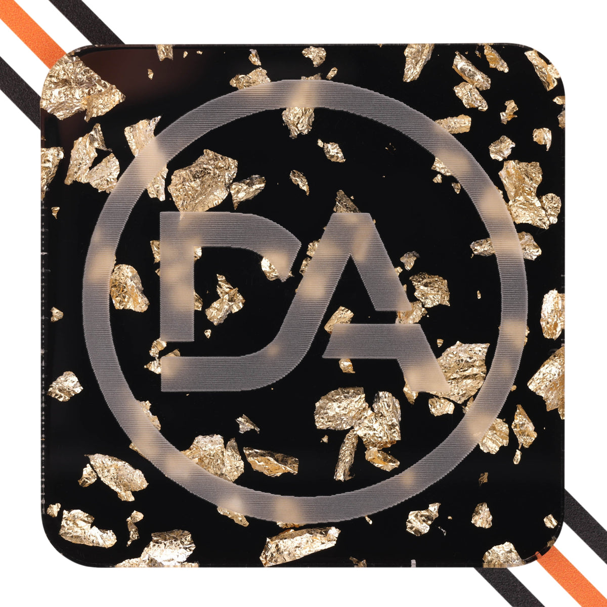 Black acrylic sheet with glamorous gold rush flake accents