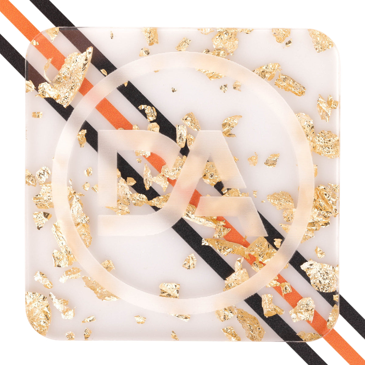 Clear acrylic with bold gold foil chunks for max sparkle