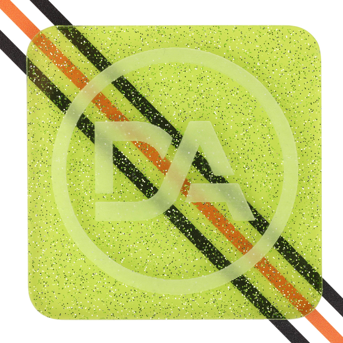Translucent green jelly acrylic with suspended glitter sparkle