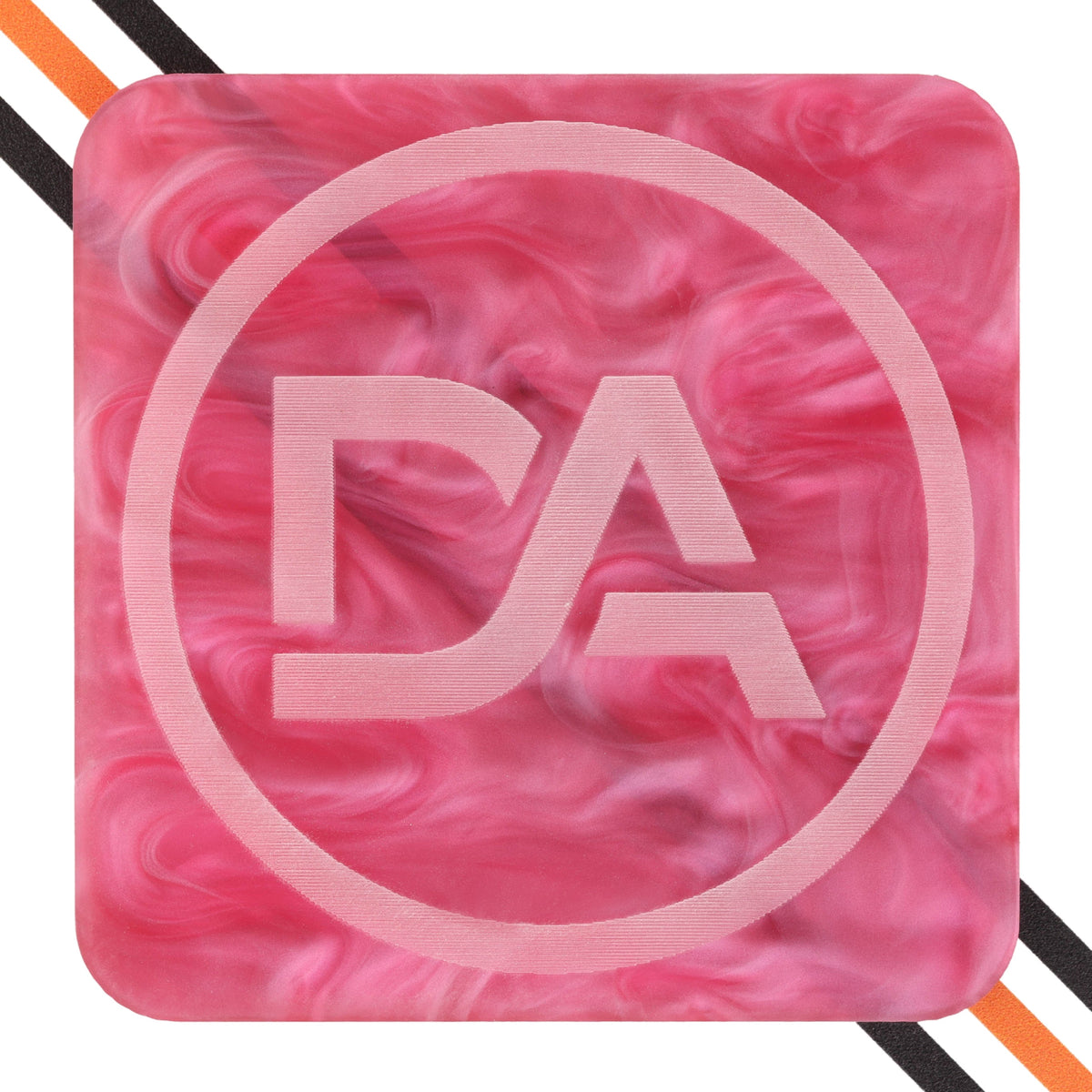 Hot pink acrylic sheet with white marble swirls and bold tone