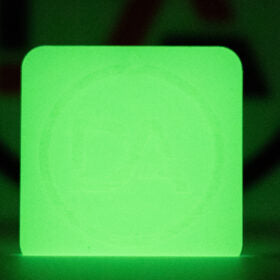 Glow-in-the-dark acrylic sheet that charges under light and glows green