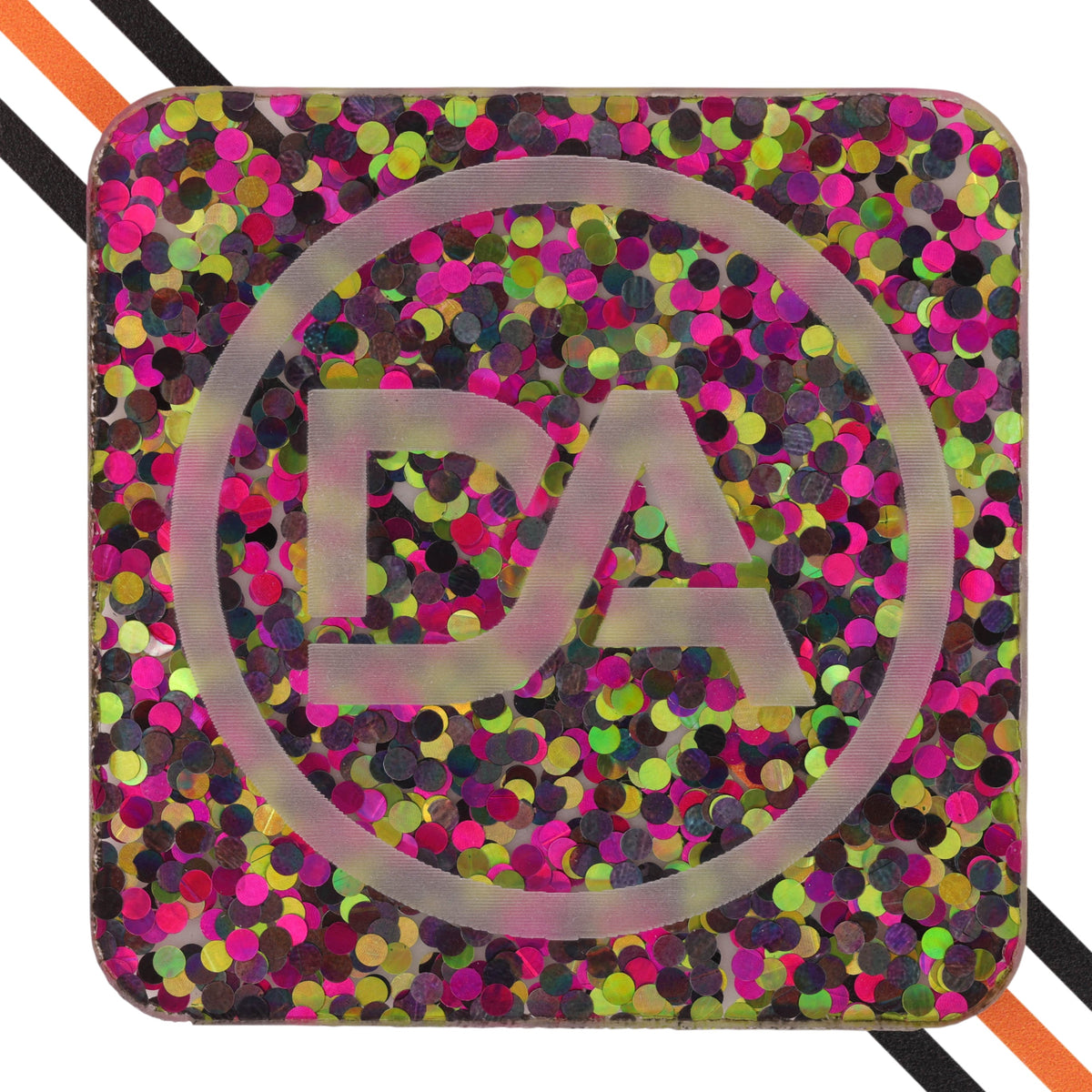 Clear acrylic sheet with jewel-tone dots that sparkle for parties