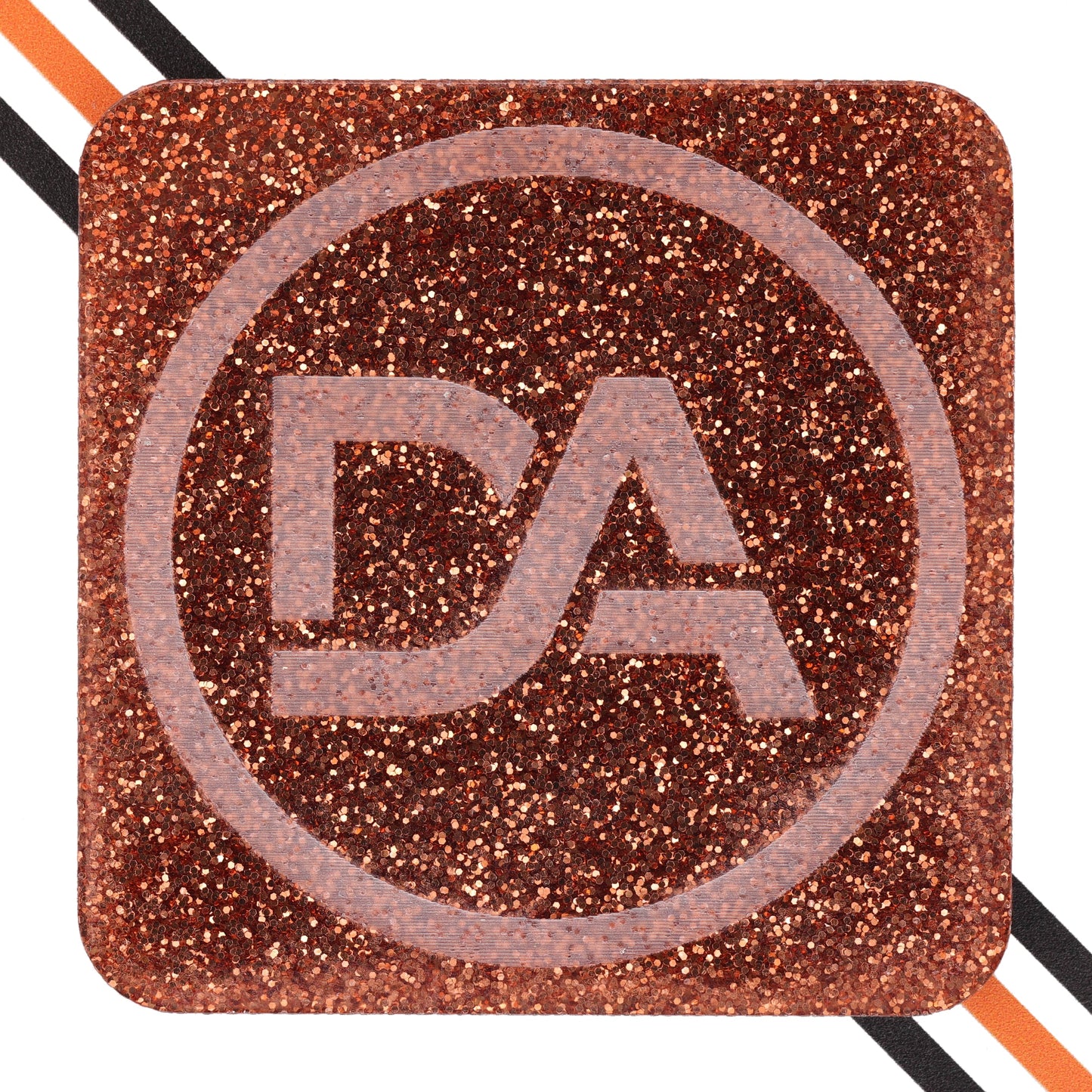 Orange acrylic sheet packed with shimmering glitter flakes