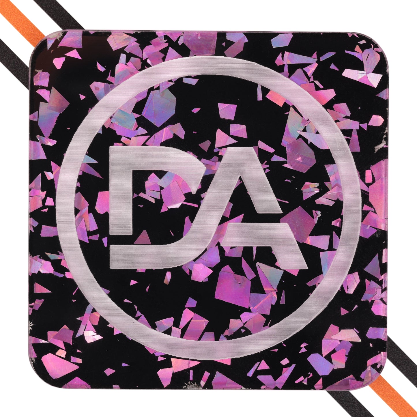 Black acrylic sheet embedded with sparkling pink glitter flakes