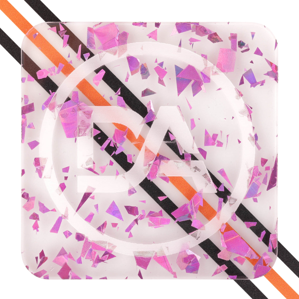 Clear acrylic sheet packed with flashy pink foil flecks