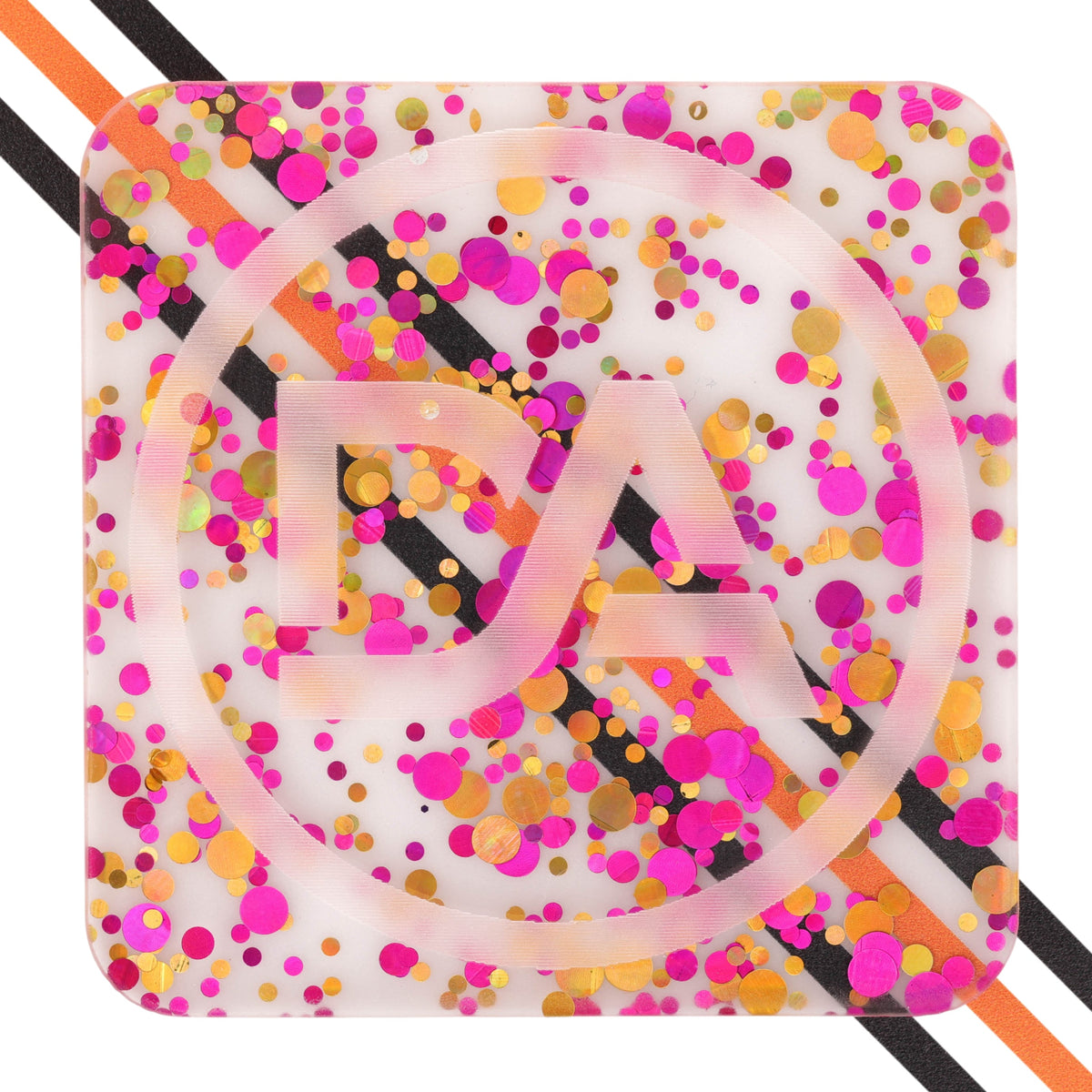 Clear acrylic sheet with playful pink polka dot pattern