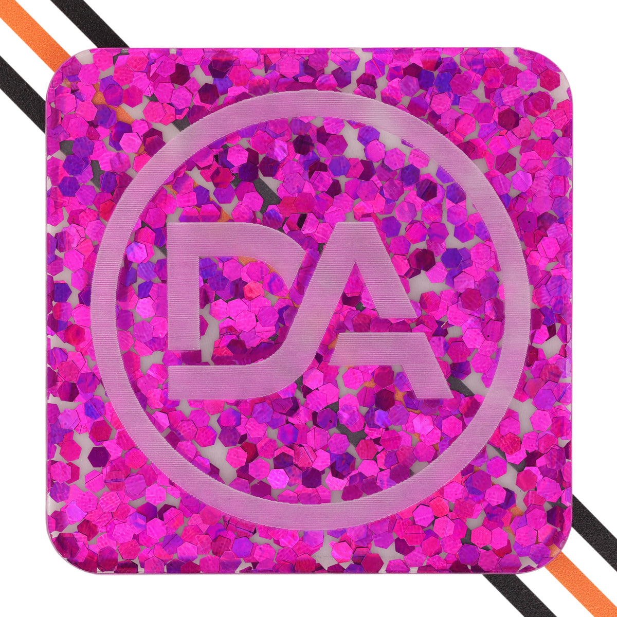 Clear acrylic with large rich purple polka dots