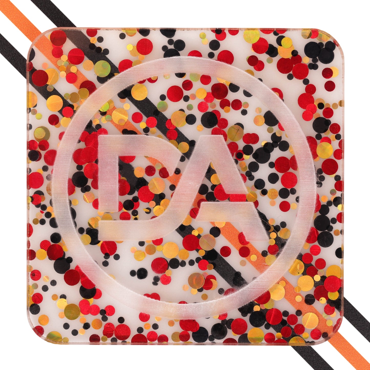 Clear acrylic sheet with retro red polka dot pattern